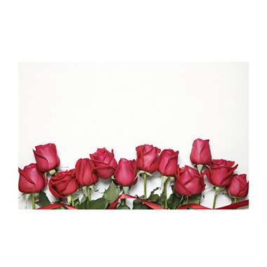 Cards White Dozen Roses Red (10x6.5cmH) Pk 50