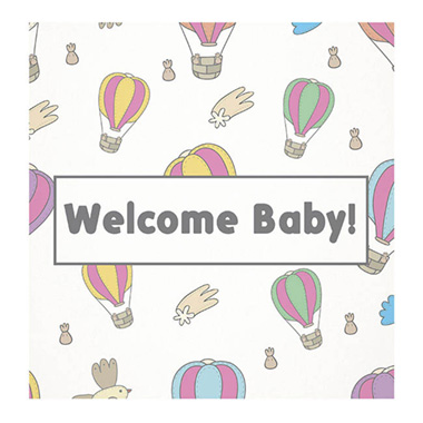 Florist Enclosure Cards - Cards White Welcome Baby Hot Air Balloons (10x10cmH) Pk 50