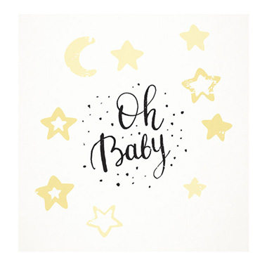 Florist Enclosure Cards - Cards White Oh Baby Stars (10x10cmH) Pk 50