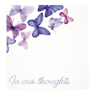 Florist Enclosure Cards - Cards White In Our Thoughts Butterflies (10x10cmH) Pk 50