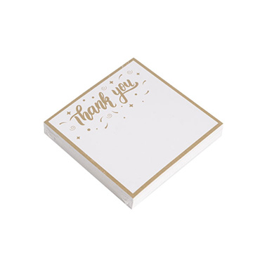 Cards White Thank You Gold (10x10cmH) Pk 50