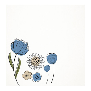 Florist Enclosure Cards - Cards White Blue Hand Drawn Flowers (10x10cmH) Pk 50