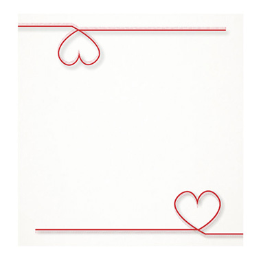 Florist Enclosure Cards - Cards White Love Heart Border Red (10x10cmH) Pk 50