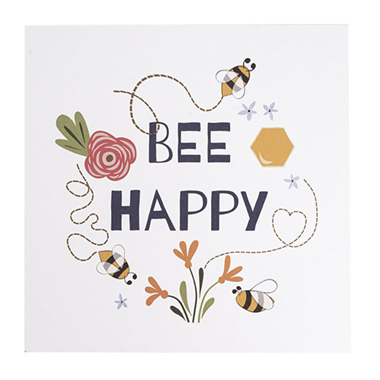 Florist Enclosure Cards - Cards White Bee Happy Bees (10x10cmH) Pk 50