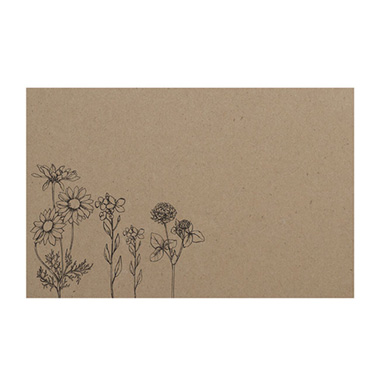 Florist Enclosure Cards - Cards Brown Kraft Hand Drawn Flowers (10x6.5cmH) Pack 50
