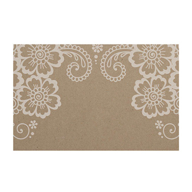Florist Enclosure Cards - Cards Brown Kraft Lace Flower Border (10x6.5cmH) Pack 50