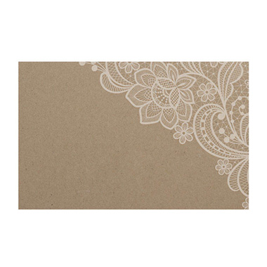  - Cards Brown Kraft Lace Flower Corner (10x6.5cmH) Pack 50