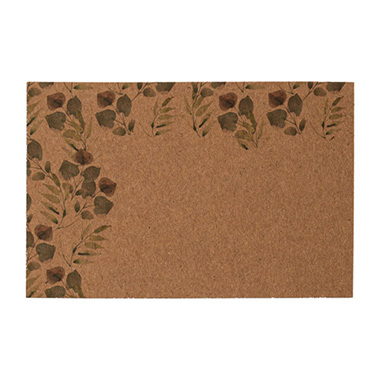 Florist Enclosure Cards - Cards Brown Kraft Eucalyptus Border (10x6.5cmH) Pk 50