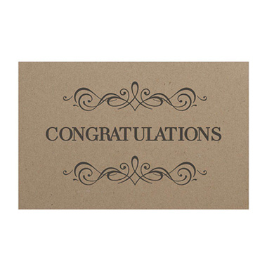 Florist Enclosure Cards - Cards Brown Kraft Congratulations Flourish (10x6.5cmH) Pk 50