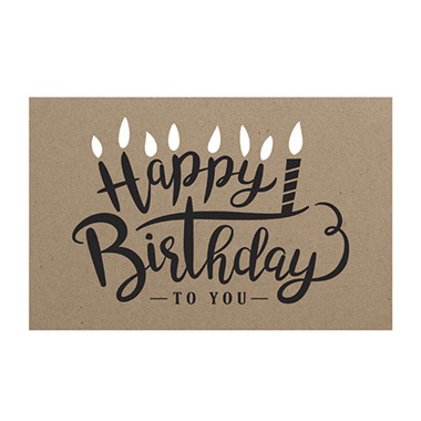 Florist Enclosure Cards - Cards Brown Kraft Happy Birthday Alight (10x6.5cmH) Pk 50