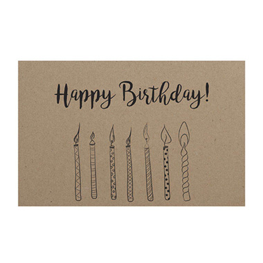 Florist Enclosure Cards - Cards Brown Kraft Happy Birthday Candles (10x6.5cmH) Pk 50