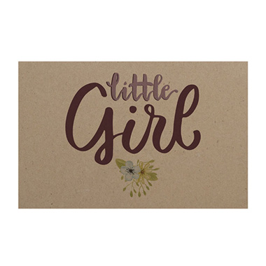 Florist Enclosure Cards - Cards Brown Kraft Little Girl Pink (10x6.5cmH) Pk 50