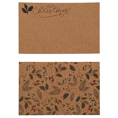 Cards Christmas Leaves with Envelopes Kraft Pk50 (10x6.5cmH)