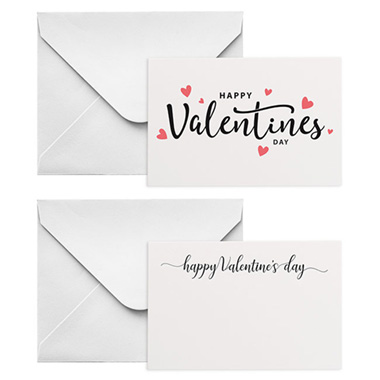 Florist Enclosure Cards - Cards Happy Valentines Day & Envelope White Pk50 (10x6.5cmH)
