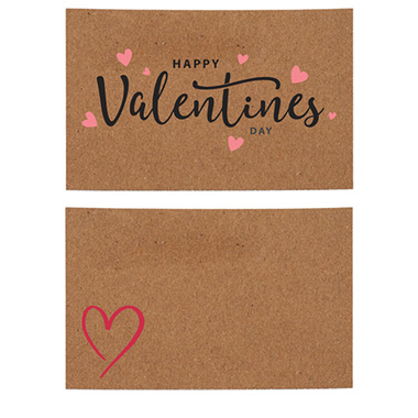 Cards Happy Valentines Day & Envelope Kraft Pk50 (10x6.5cmH)