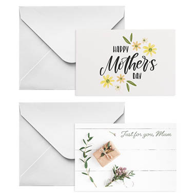 Florist Enclosure Cards - Cards Mothers Day Flowers &  Envelopes White Pk50(10x6.5cmH)