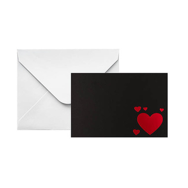 Gold Foil - Red Foil Black Card & Envelope Hearts Pack 25(10x6.5Hcm)
