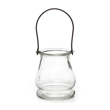 Hanging Candle Holders - Glass Hanging Candle Holder Mini Hurricane Clear (8x9.5cmH)