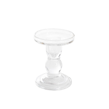 Pillar Candle Holders - Glass Candle Holder Clear (8.5x11.4cmH)