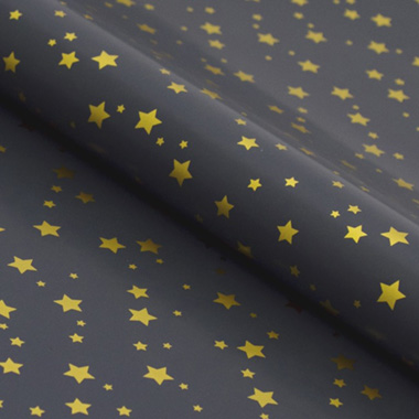 Wrapping Paper Rolls - Counter Handi Roll Gloss Star Navy Gold (70cmx10m)