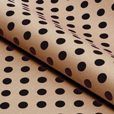 Wrapping Paper Roll Bold Dot Black on Brown Kraft (50cmx50m)