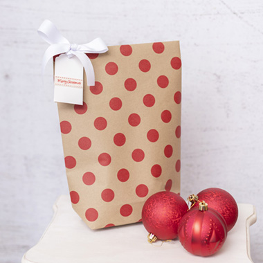Wrapping Paper Roll Bold Dot Red on Brown Kraft (50cmx50m)