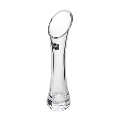 Glass Cylinder Waisted Bud Vase Diag Top Clear (6Dx23cmH)