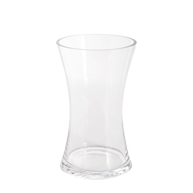 Clear Glass Vases - Glass Rosette Vase Concaved Sided Clear (12Dx25cmH)
