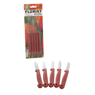 Floral Knife & Cutters - Florist Bud Knife Red Pack 5 (16.5cm)