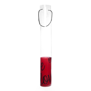 Acetate Rose Cylinders & Cones - Love Text Rose Cylinder Red (9cmDx61cmH)