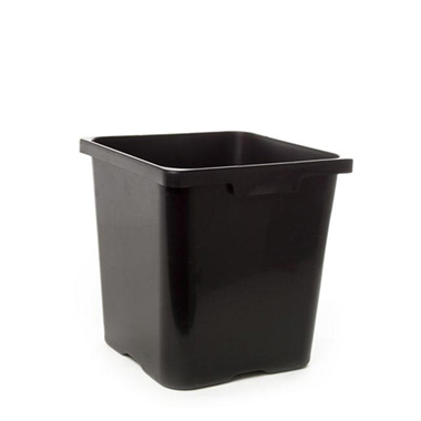 Plastic Flower Buckets - Flower Bucket Plastic Square 06L Black (18x24cmH)