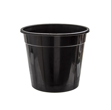 Plastic Flower Buckets - Flower Bucket Sturdy Plastic Round 08L Black (25Dx23.5cmH)