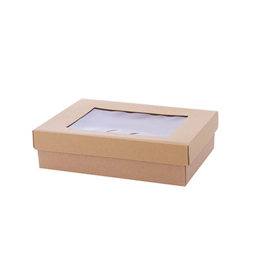 Hamper Boxes - Gourmet Grazing Gift Box Window Sml Brown Kraft (33x23x9cmH)