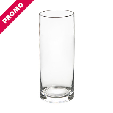 Glass Cylinder Vases - Glass Cylinder Vase Clear (10Dx25cmH) Promo