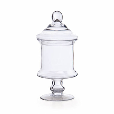 Glass Candy Jar Cylinder Footed with Lid Clear (15Dx30cmH)