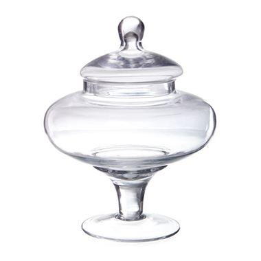 Candy Apothecary Jars - Glass Candy Jar Squat with Lid Clear (20Dx25cmH)