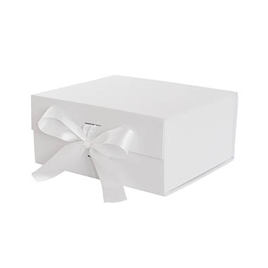 Magnetic Boxes - Signature Hamper Magnetic Box & Ribbon S White (24x21x11cmH)