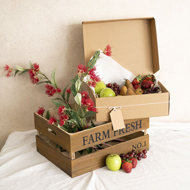 Fruit Hamper Box Flat Pack Kraft (31x26x11cmH)