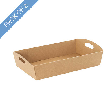 Pack Hamper - Cardboard Hamper Tray - Hamper Tray Flat Pack Medium Kraft Brown Pack 2 (34x22x7cmH)