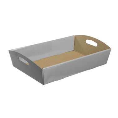 Cardboard Hamper Tray - Hamper Tray Flat Pack Medium Silver (34x22x7cmH)