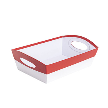 Cardboard Hamper Tray - Hamper Tray Rigid Large Red on White (33x23x12cmH)