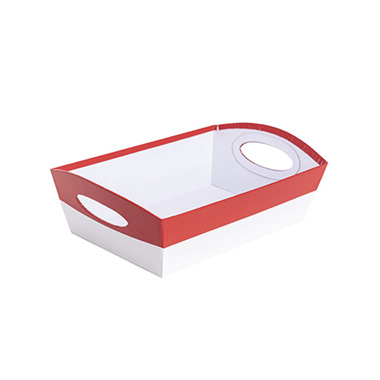 Cardboard Hamper Tray - Hamper Tray Rigid Medium Red on White (29x20x10cmH)