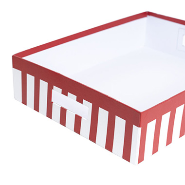 Rigid Hamper Tray Large Red Stripe Set 2 (40x30x9cmH)