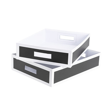 Cardboard Hamper Tray - Rigid Hamper Tray Small Silhouette Black Set 2 (33x23x9cmH)