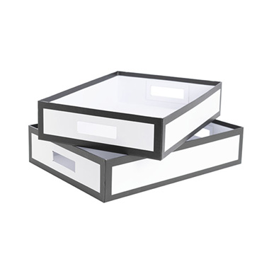 Cardboard Hamper Tray - Rigid Hamper Tray Small Silhouette White Set 2 (33x23x9cmH)