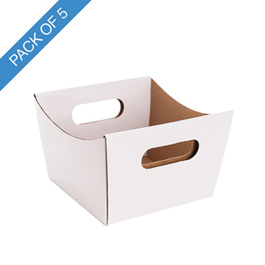 Cardboard Hamper Tray - Grande Hamper Tray Small Gloss White Pk5 (12.5x12.5x9.5Hcm)