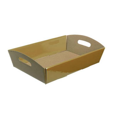 Cardboard Hamper Tray - Hamper Tray Flat Pack Small Gold (30x19x6cmH)