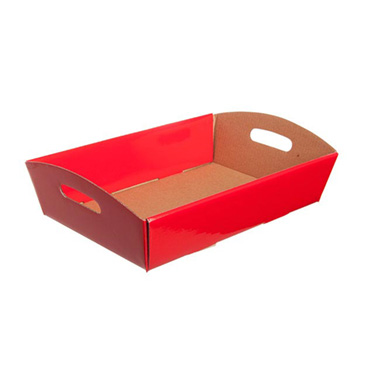 Cardboard Hamper Tray - Hamper Tray Flat Pack Small Red (30x19x6cmH)