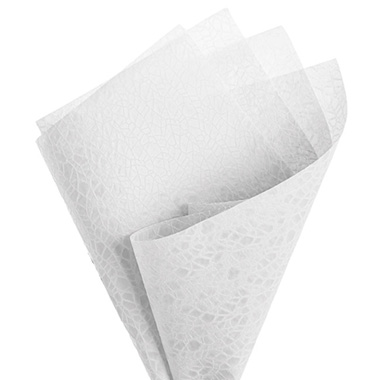 Nonwoven Flower Wrapping Paper - Nonwoven Embossed Wrap Sheets Bark White (50x70cm) Pack 50