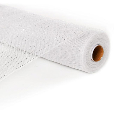 Deco Mesh - Mesh Metallic Thread Roll White (54cmx9.1m)